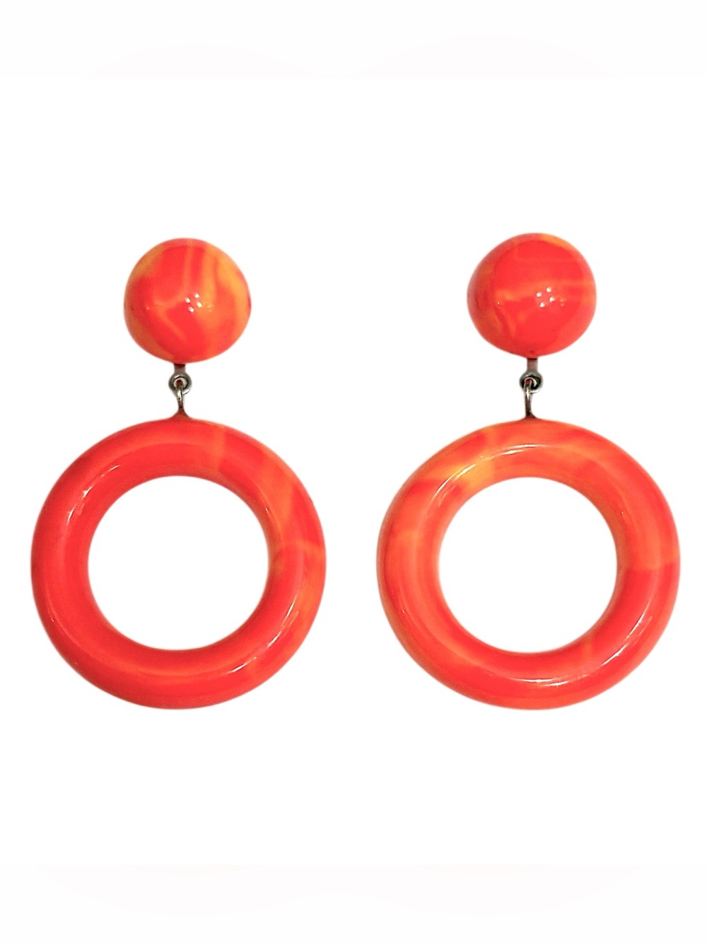 Vintage Pink Yellow Swirl Hoop Dangle earrings